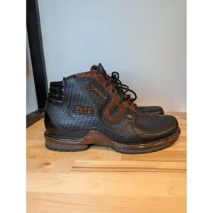 310 Motoring Leather Ankle Boots Lace Up Padded Collar Black Brown Size 8.5‎